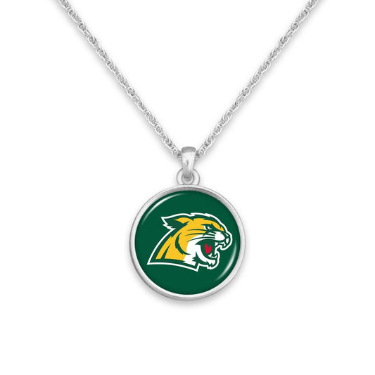 Officially Licensed NORTHERN MICHIGAN WILDCATS Necklace - Pewter Charm Sterling Plated - Northern Michigan University