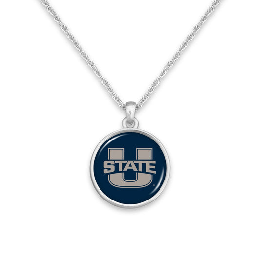 Officially Licensed UTAH STATE AGGIES Necklace - Pewter Charm Sterling Plated - Utah State University