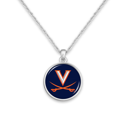 Officially Licensed VIRGINIA CAVALIERS Necklace - Pewter Charm Sterling Plated - University of Virginia