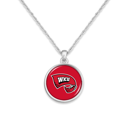 Officially Licensed WESTERN KENTUCKY HILLTOPPERS Necklace - Pewter Charm Sterling Plated - Western Kentucky University