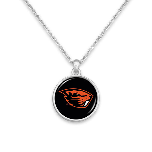 Officially Licensed OREGON STATE BEAVERS Necklace - Pewter Charm Sterling Plated - Oregon State University