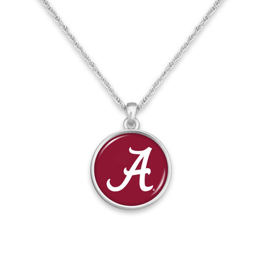 Officially Licensed ALABAMA CRIMSON TIDE Necklace - Pewter Charm Sterling Plated - University of Alabama