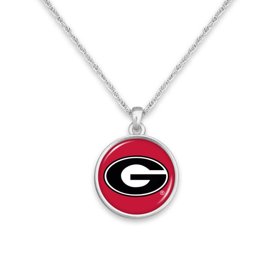 Officially Licensed GEORGIA BULLDOGS Necklace - Pewter Charm Sterling Plated - University of Georgia