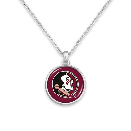 Officially Licensed FLORIDA STATE SEMINOLES Necklace - Pewter Charm Sterling Plated - Florida State University