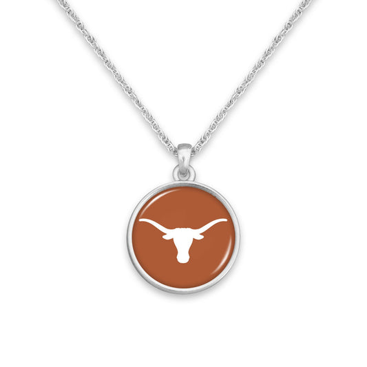 Officially Licensed TEXAS LONGHORNS Necklace - Pewter Charm Sterling Plated - University of Texas
