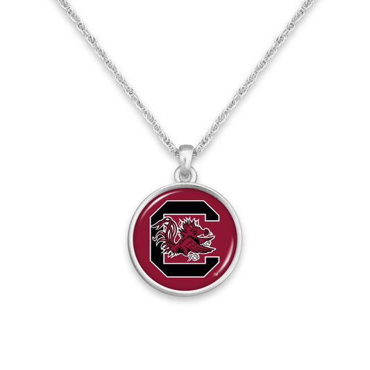 Officially Licensed SOUTH CAROLINA GAMECOCKS Necklace - Pewter Charm Sterling Plated - University of South Carolina