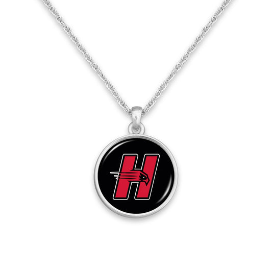 Officially Licensed HARTFORD HAWKS Necklace - Pewter Charm Sterling Plated - University of Hartford