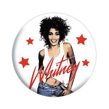 WHITNEY HOUSTON Denim Pose Pinback Button Badge - R&B Music Pop Legendary Singer - Round 1.25" Button Craft Supply