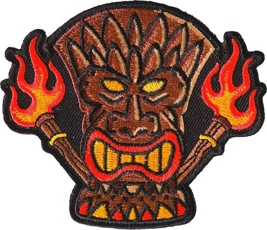 Tiki Totem Iron on Patch - 3.5x3 inch - Biker Embroidered Patch Appliqué Craft Supply