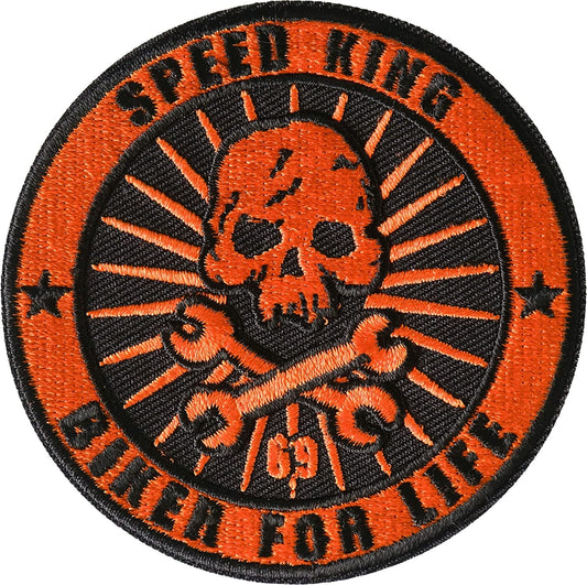 Speed King Biker for Life Patch - 3x3 inch - Biker Embroidered Patch Appliqué Craft Supply