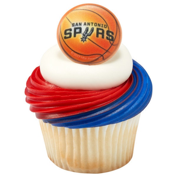 12 SAN ANTONIO SPURS Cupcake Rings - Nba San Antonio Spurs Cake Toppers for Birthday Party Decoration Craft Supply