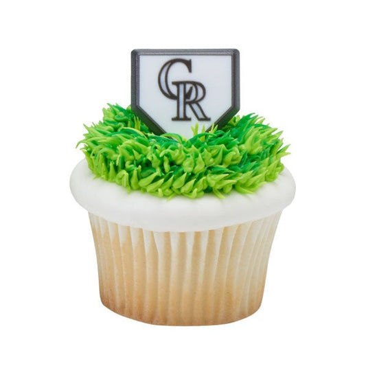 12 COLORADO ROCKIES Cupcake Rings - MLB Colorado Rockies Home Plate Cake Toppers for Birthday Party Decoration Craft Supply
