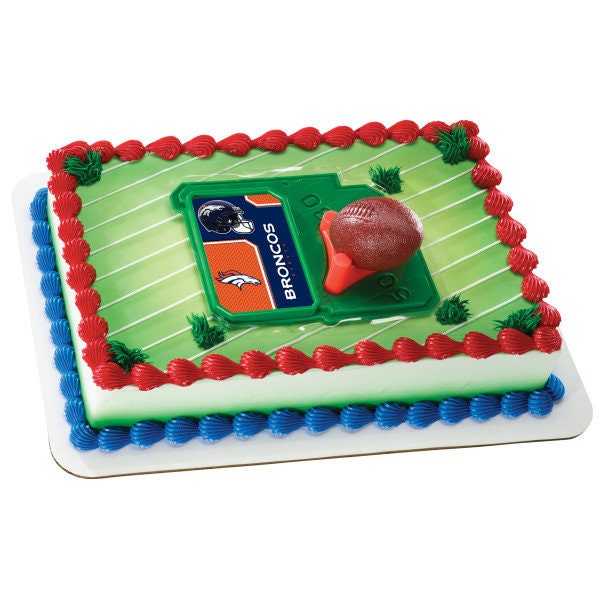 DENVER BRONCOS Cake Topper NFL Football Tee Field - Denver Broncos Football Cake Decoration Topper Decoset Birthday Craft Supply