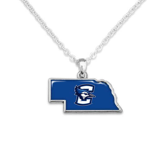 Officially Licensed CREIGHTON Bluejays Necklace - State of Mine Logo Pewter Charm Sterling Plated - Creighton University