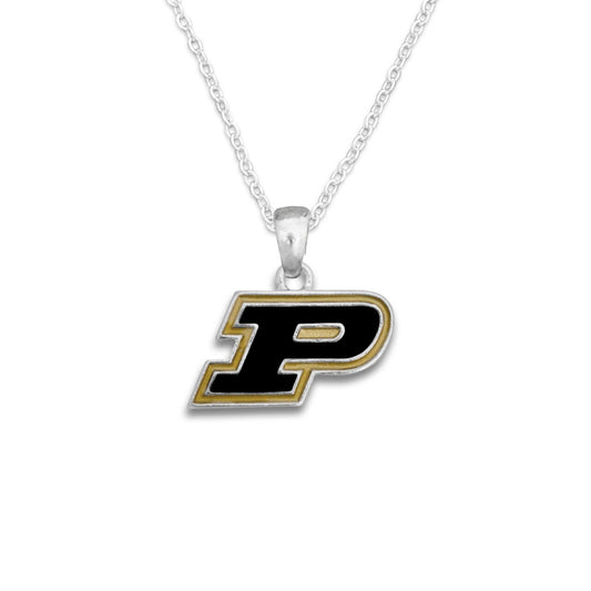 Officially Licensed PURDUE BOILERMAKERS Necklace - Logo Pewter Charm Sterling Plated - Purdue University Boilermakers