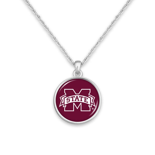 Officially Licensed MISSISSIPPI BULLDOGS Necklace - Pewter Charm Sterling Plated - Mississippi State University