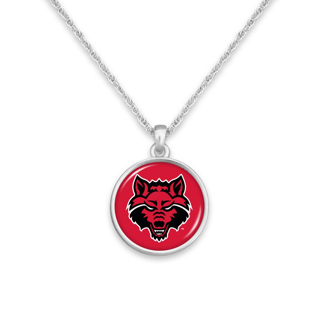 Officially Licensed ARKANSAS STATE Red Wolves Necklace - Pewter Charm Sterling Plated - Ohio State University