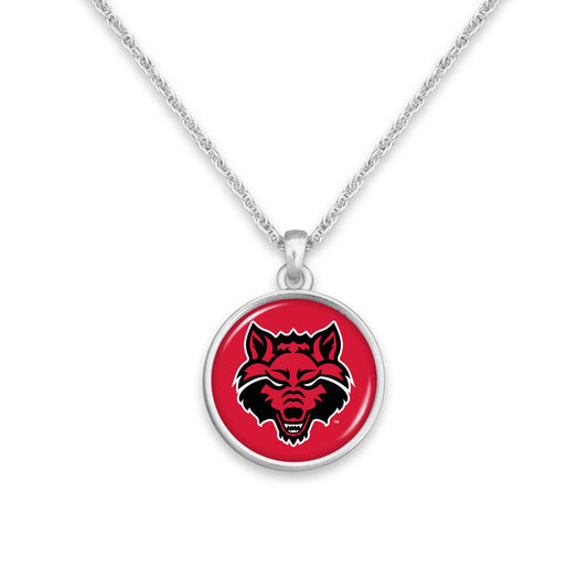 Officially Licensed ARKANSAS STATE Red Wolves Necklace - Pewter Charm Sterling Plated - Ohio State University