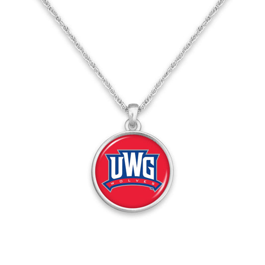 Officially Licensed WEST GEORGIA WOLVES Necklace - Pewter Charm Sterling Plated - University of West Georgia