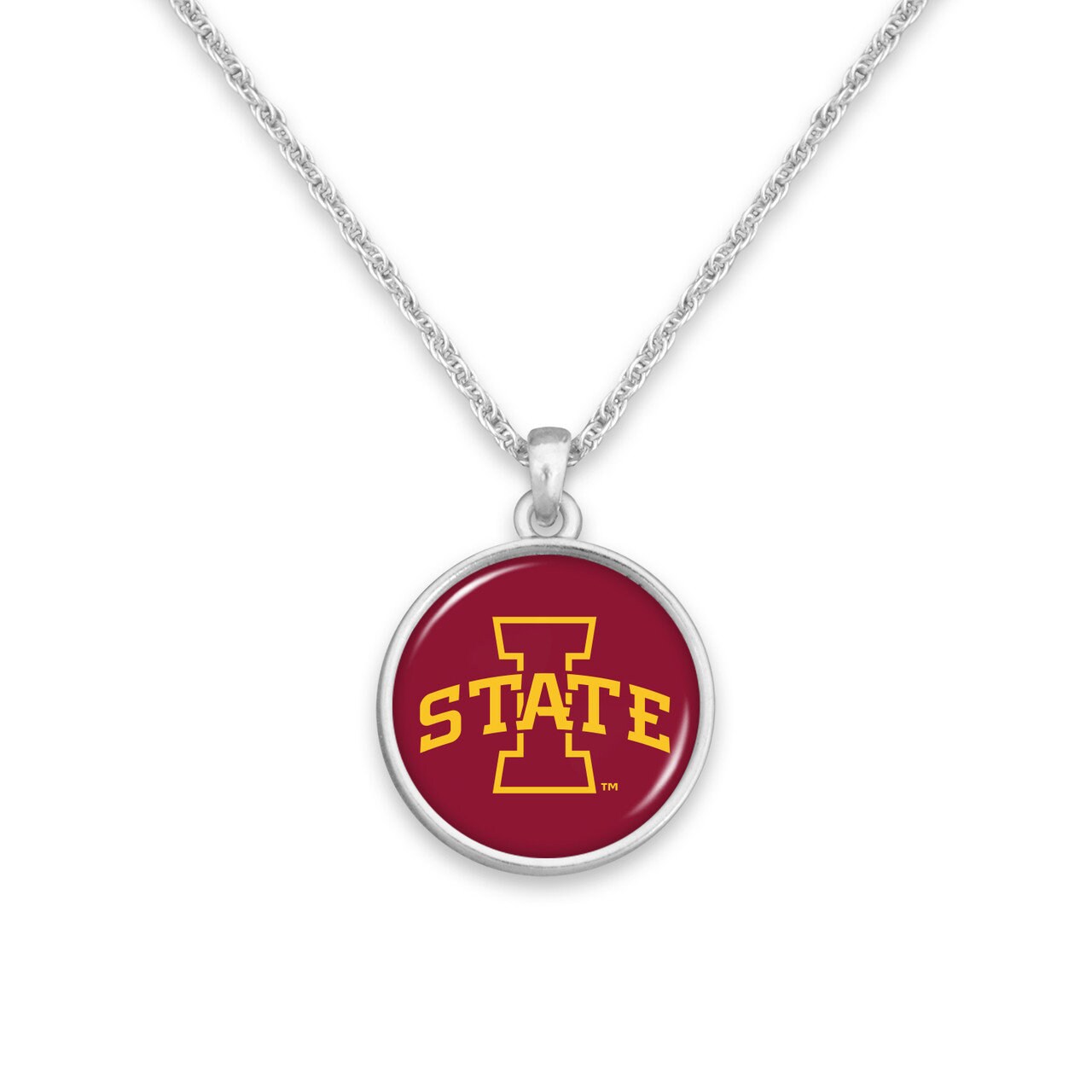 Officially Licensed IOWA STATE CYCLONES Necklace - Pewter Charm Sterling Plated - Iowa State University