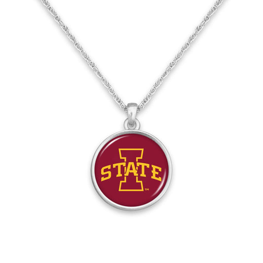 Officially Licensed IOWA STATE CYCLONES Necklace - Pewter Charm Sterling Plated - Iowa State University
