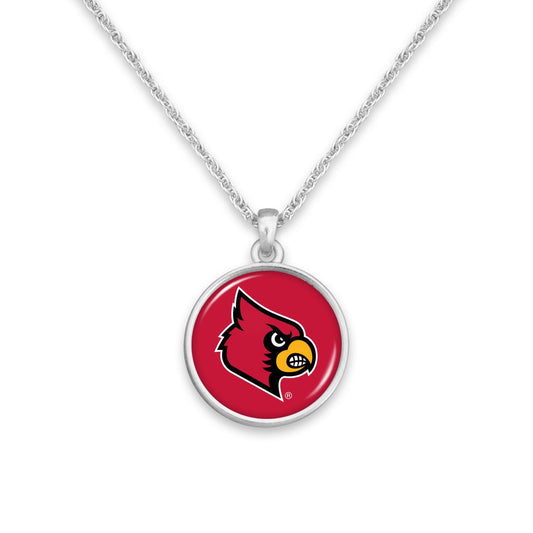 Officially Licensed LOUISVILLE CARDINALS Necklace - Pewter Charm Sterling Plated - University of Louisville