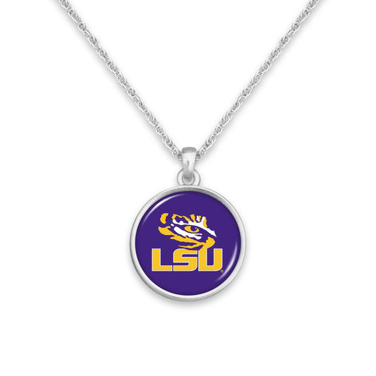 Officially Licensed LSU TIGERS Necklace - Pewter Charm Sterling Plated - Louisiana State University