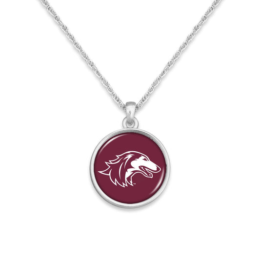 Officially Licensed SOUTHERN ILLINOIS SALUKIS Necklace - Pewter Charm Sterling Plated - Southern Illinois University