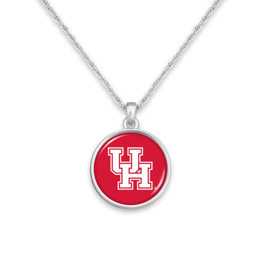 Officially Licensed HOUSTON COUGARS Necklace - Pewter Charm Sterling Plated - University of Houston