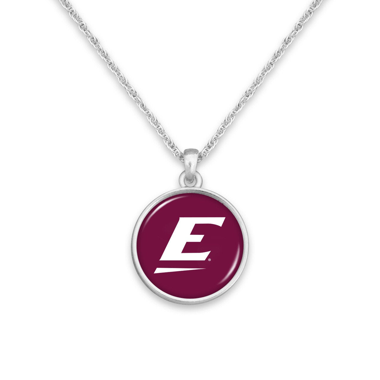 Officially Licensed EASTERN KENTUCKY COLONELS Necklace - Pewter Charm Sterling Plated - Eastern Kentucky University