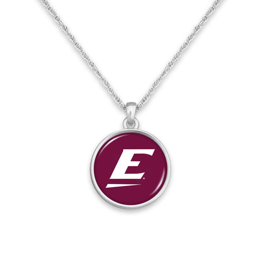 Officially Licensed EASTERN KENTUCKY COLONELS Necklace - Pewter Charm Sterling Plated - Eastern Kentucky University