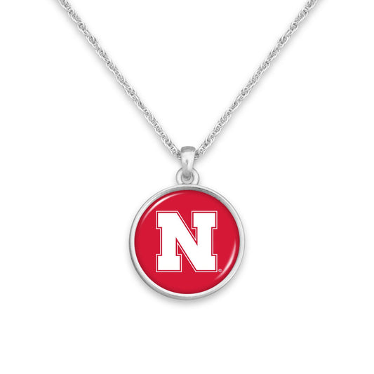 Officially Licensed NEBRASKA CORNHUSKERS Necklace - Pewter Charm Sterling Plated - University of Nebraska