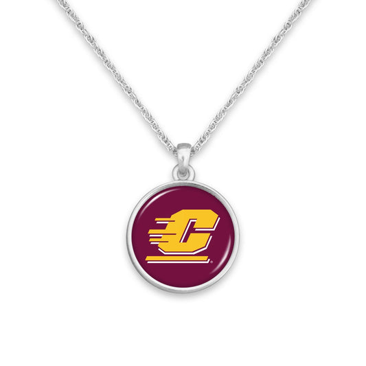 Officially Licensed CENTRAL MICHIGAN CHIPPEWAS Necklace - Pewter Charm Sterling Plated - Central Michigan University