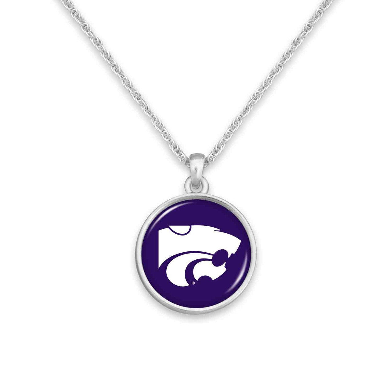 Officially Licensed KANSAS STATE WILDCATS Necklace - Pewter Charm Sterling Plated - Kansas State University