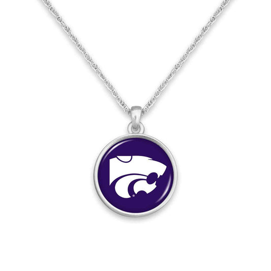Officially Licensed KANSAS STATE WILDCATS Necklace - Pewter Charm Sterling Plated - Kansas State University