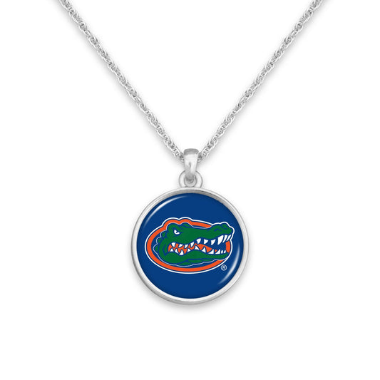 Officially Licensed FLORIDA GATORS Necklace - Pewter Charm Sterling Plated - University of Florida