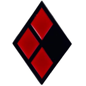 HARLEY QUINN Logo Lapel Pin - 1.25 Inch - Classic Diamond Red Black Batman DC Comics Craft Supply