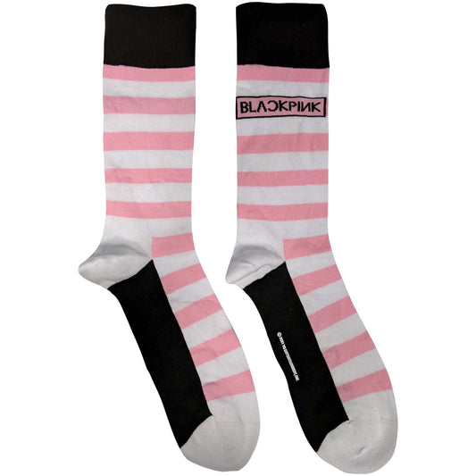 BLACKPINK Socks - Blackpink Stripes Logo Pattern Unisex Ankle Socks - Men's Adult 8-12 - Officially Licensed Craft Costume Supply