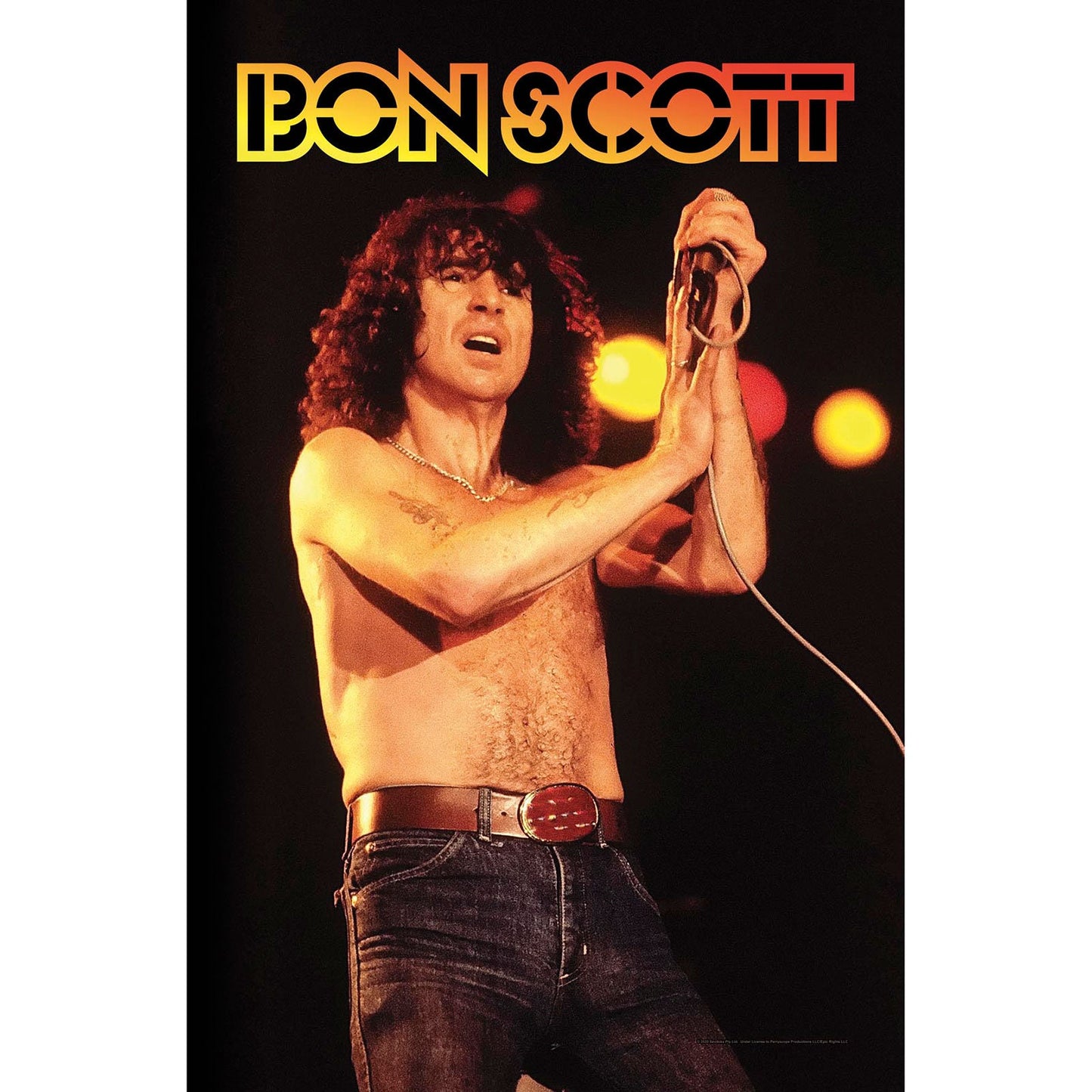 BON SCOTT Textile Poster Flag - Approx 41x28 Inch - Bon Scott Singing Textile Fabric Poster - Officially Licensed