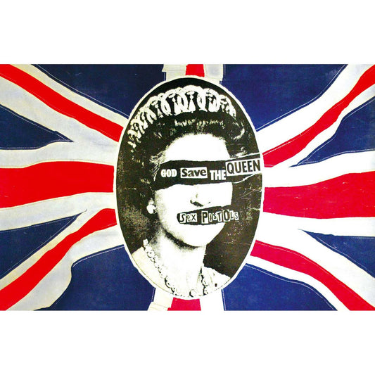 THE SEX PISTOLS Textile Poster Flag - Approx 41x28 Inch - Sex Pistols God Save The Queen Textile Fabric Poster - Officially Licensed