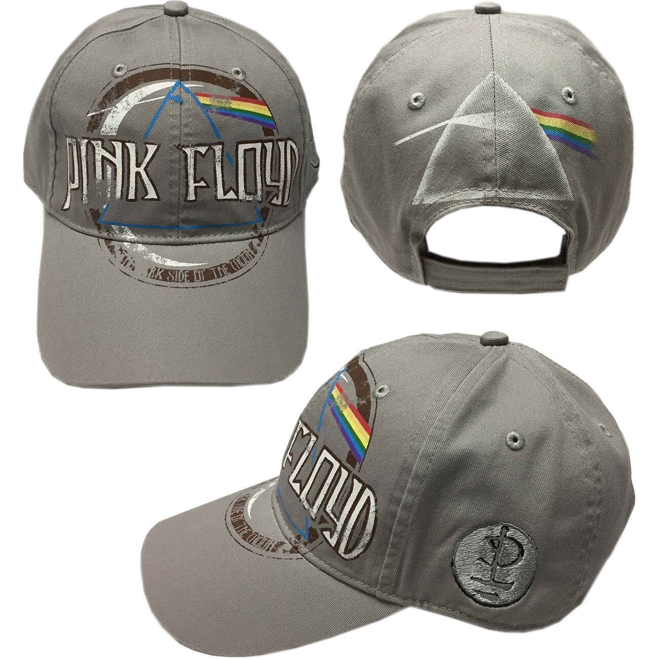 PINK FLOYD Unisex Cap Hat - Made to Order - Dark Side Moon Pink Floyd Distressed (Gray) Adjustable Baseball Cap DSOM - Officially Licensed!