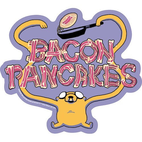 ADVENTURE TIME Bacon Pancakes Sticker Decal - 4.4x5 Inch - Finn Jake Dog Cartoon Network Animation Anime Series Vinyl Decal Craft Supply