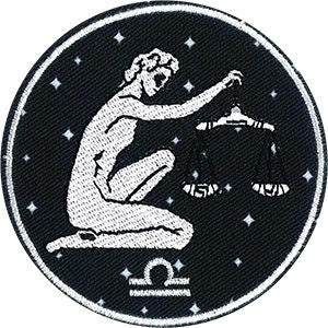 LIBRA Zodiac Sign Patch - 3 Inch Round - Horoscope Zodiac Sign Embroidered Patch Applique Craft Supply