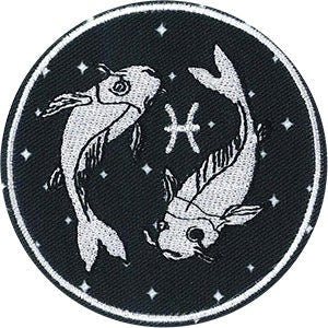 PISCES Zodiac Sign Patch - 3 Inch Round - Horoscope Zodiac Sign Embroidered Patch Applique Craft Supply