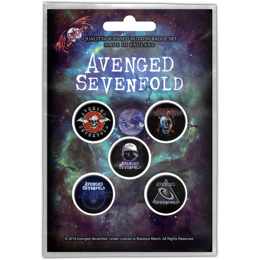 AVENGED SEVENFOLD Button Badge 5 Piece Set - Each Badge Approx 1 Inch - AX7 Avenged Sevenfold The Stage - Pinback Badge Button Pack Set