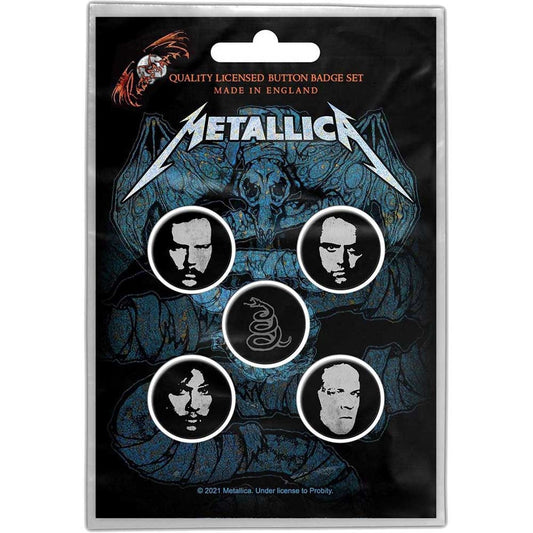 METALLICA Button Badge 5 Piece Set - Each Badge Approx 1 Inch - Metallica Wherever I May Roam - Pinback Badge Button Pack Set