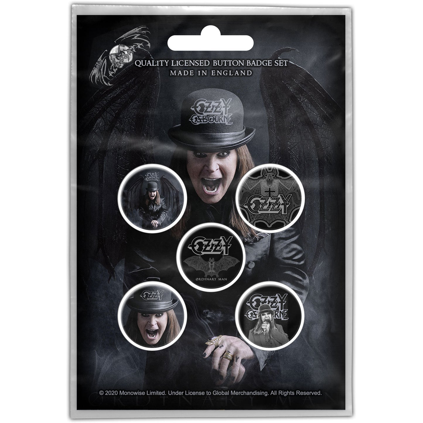 OZZY OSBOURNE Button Badge 5 Piece Set - Each Badge Approx 1 Inch - Ozzy Osbourne Ordinary Man - Pinback Badge Button Pack Set