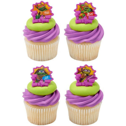Teenage Mutant Ninja Turtles Cupcake Rings (12) TMNT Turtle Power Cake Toppers Birthday Party Decoration Picks Shredder Craft Supply