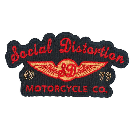 SOCIAL DISTORTION Motorcycle Logo Patch - 4.5x2.4 Inch - Embroidered Punk Rock Band Patch Applique Craft Supply