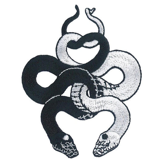 Yin Yang Snake Patch - 3x4 Inch - Embroidered Patch Applique Craft Supply